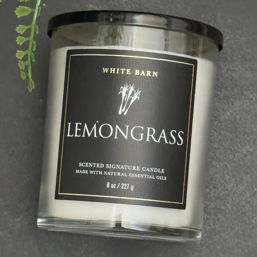 BBW Lemongrass White Barn Bath & Body Works Single Wick Candle - Picture 5 of 10